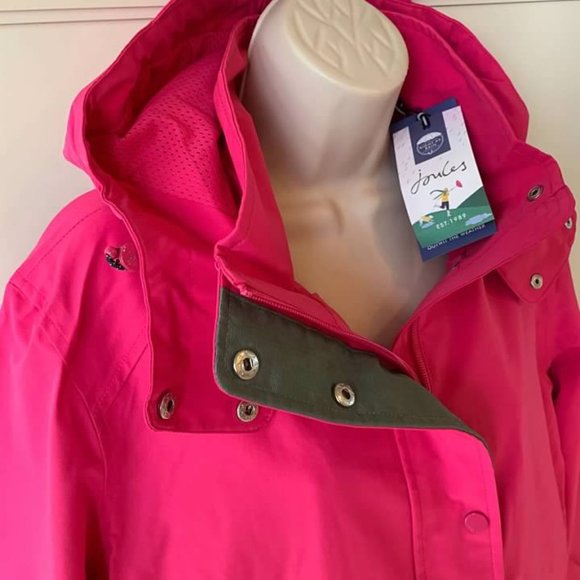 Joules Fuchsia Dewberry Color Block Rain Jacket- NWT- SZ 6- 14 - Picture 6 of 7